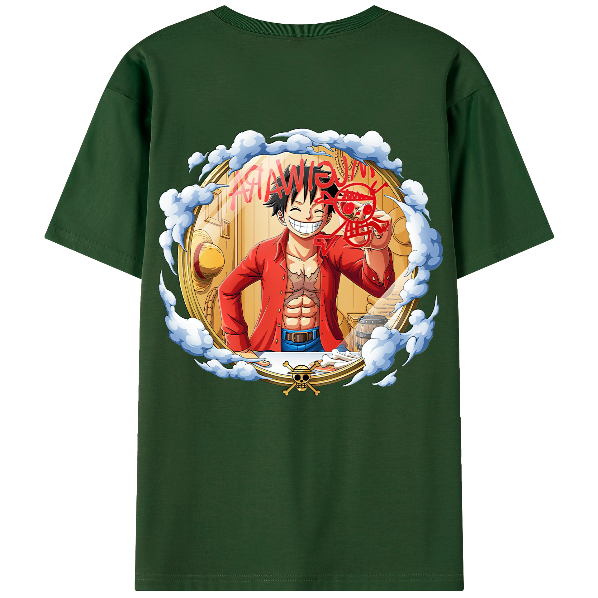 ワンピース モンキー・D・ルフィ ONE PIECE Monkey D. Luffy 綿100％半袖Tシャツ（背面プリント）